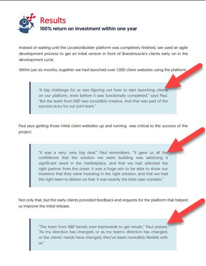 what are the 6 parts of case study Use quotes to move the story along